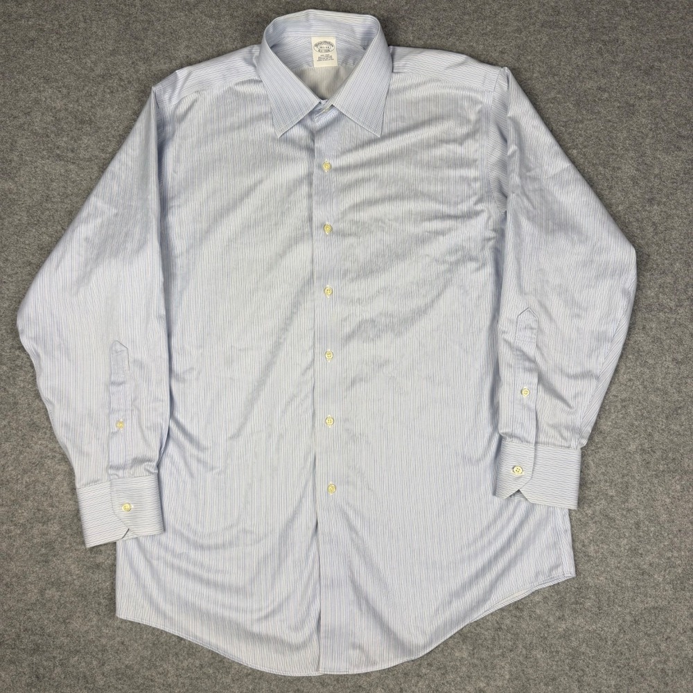 Brooks Brothers Dress Shirt 16.5 33 Blue Stripe Non Iron Supima Cotton Button